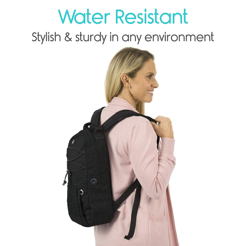 Vive Cylinder Backpack - Tank Carrying Accessories Bag - Holder Medical Case For Wheelchair, Shoulder, Rollator Walker, Scooter - Portable Storage Carrier For Travel - Adjustable Fit M2, ML6, M7 A - C Black - NewNest Australia