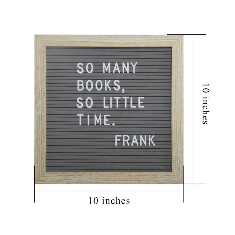 Letter Board by Crystal Lemon, Felt Letter Board, 10x10 Inches, Changeable Wooden Message Board Sign, Wood Frame, Wall Mount, Free Standing(Gray) Gray - NewNest Australia