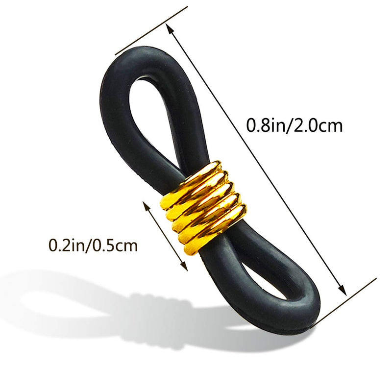40 Pieces Eyeglass Chain Ends Adjustable Rubber Spectacle End Connectors for Eye Glasses Holder Necklace Chain (Black and Gold) Black and Gold - NewNest Australia
