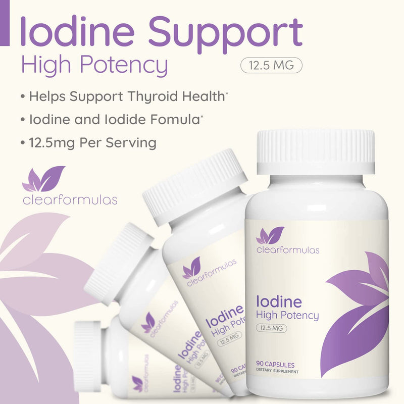 ClearFormulas Iodine 12.5 mg, High Potency Iodine and Iodide Supplement to Support Thyroid Health and Hormone Balance, 90 Capsules (90 Servings) - NewNest Australia