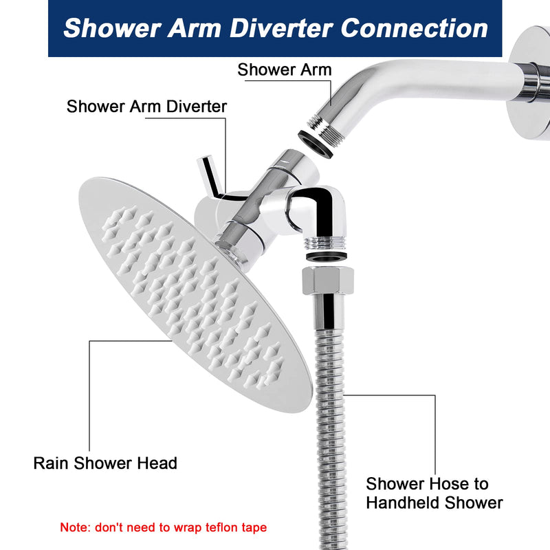 NearMoon Shower Arm Diverter Valve - Solid Brass G1/2'' 3 Way Universal Bathroom Replacement Component Adapter for Hand Shower and Fixed Spray Head - NewNest Australia