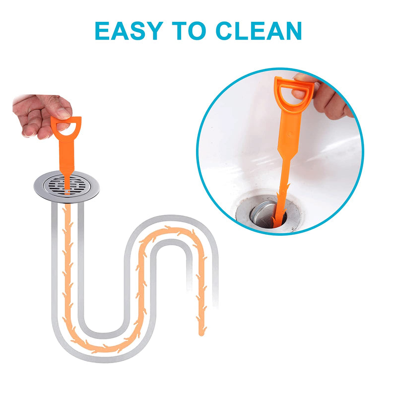 AUSSUA 25 Inch Hair Drain Cleaner Tool and 20 Inch Sink Drain Clog Remover Cleaning Tool, 7 in 1 Drain Augers Hair Catcher, Hair Cather Shower Drain Tools for Kitchen, Sink, Bathroom, Sewer - NewNest Australia