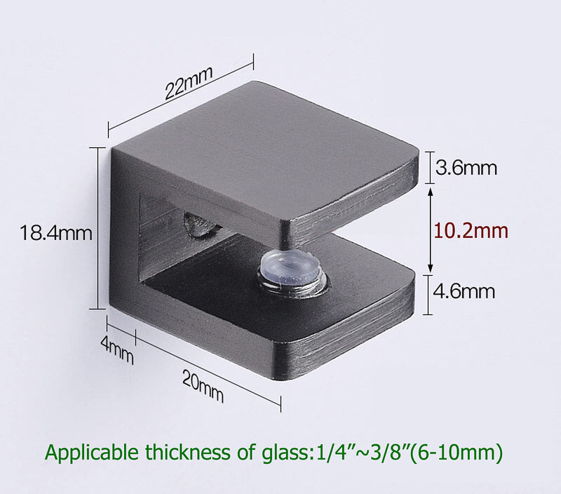 XAT Brass Glass Clamp,UClamp for Fixing Glass Panel and Door of Shower,Suitable for 610mm Glass,Black,4 Pack, Black 0610mm Black 06-10mm - NewNest Australia