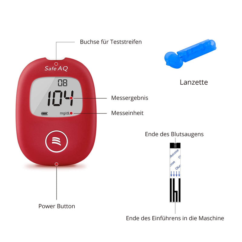 sinocare Blood Glucose Monitor, mg/dL, Blood Glucose Monitor Set with Test Strips x 25, Self-Test Diabetes Set, Portable for Travel (Safe AQ Smart) - NewNest Australia
