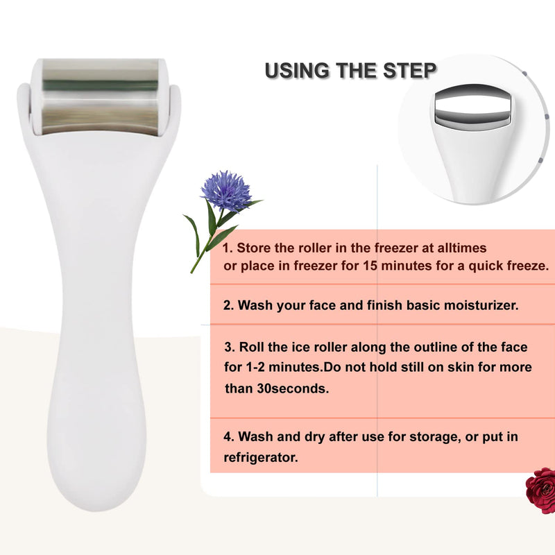 Hysotok Ice Roller for Face, Ice Roller for Face & Eye 2 Pcs, Stainless Steel Face Massager Ice Roller for Puffiness, Migraine, Pain Relief, Mini Ice Roller for Eyes Dark Circles (White) White - NewNest Australia