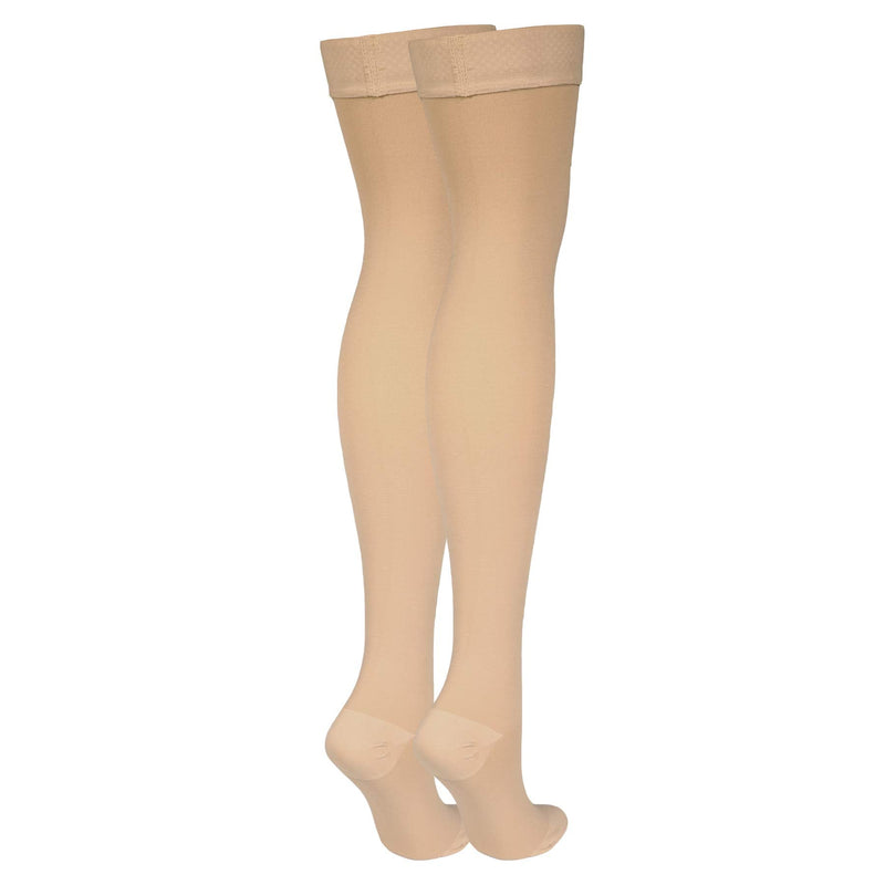 NuVein Medical Compression Stockings, 20-30 mmHg Support, Women & Men Thigh Length Hose, Closed Toe, Beige, Medium Medium (1 Pair) - NewNest Australia