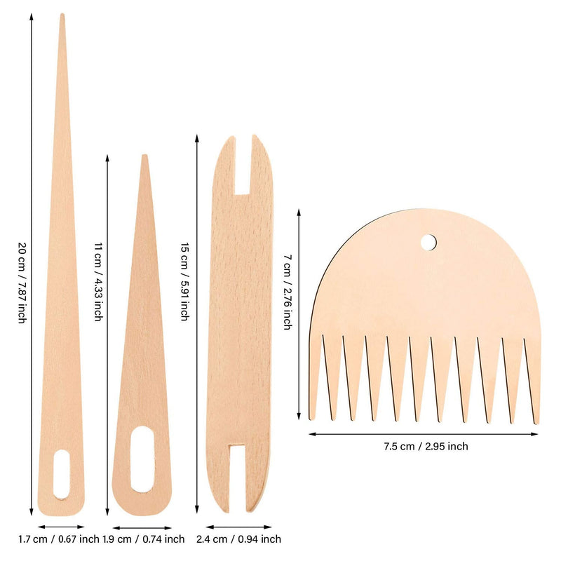 7 Pieces Wood Hand Loom Stick Set, Include 5 Pieces Wood Weaving Crochet Needle with Wooden Shuttles Weaving Stick and Wood Weaving Comb for Knitted Crafts DIY - NewNest Australia