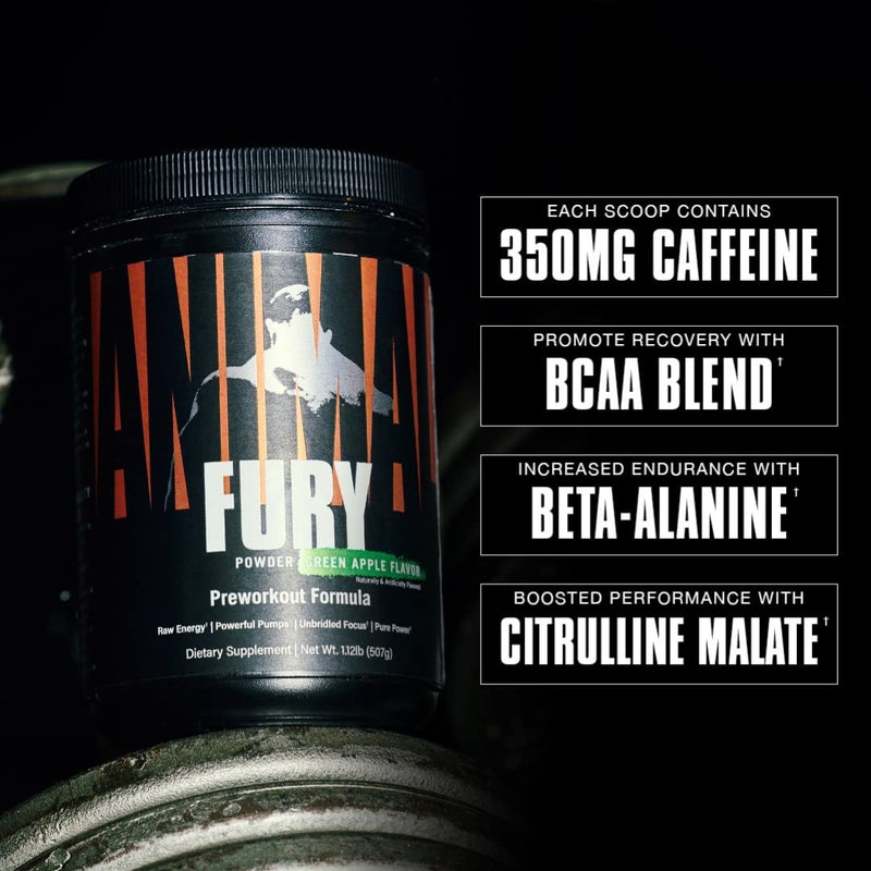 Universal Nutrition Animal Fury Pre Workout Booster (Watermelon) With Caffeine, Beta Alanine, Citrulline, L-Tyrosine & Bcaa For Maximum Energy & Supply Of Amino Acids During Training, 500G - NewNest Australia