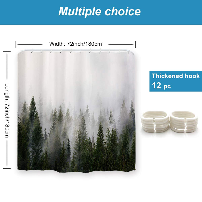 ORTIGIA Misty Forest Shower Curtains,Nature Shower Curtain,Woodland Shower curtain,Fantasy Fog Magic Tree Bath Curtain for Bathroom,Fall Shower Curtain,Waterproof Polyester Fabric-72"Wx72"L-with Hooks - NewNest Australia