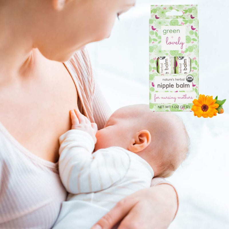 Nature's Herbal Nipple Balm, Calming Nursing Ointment, Breastfeeding Cream, Certified Organic. Easy Application, 2 x 0.5 oz Sticks. Silky & Calendula Infused. - NewNest Australia