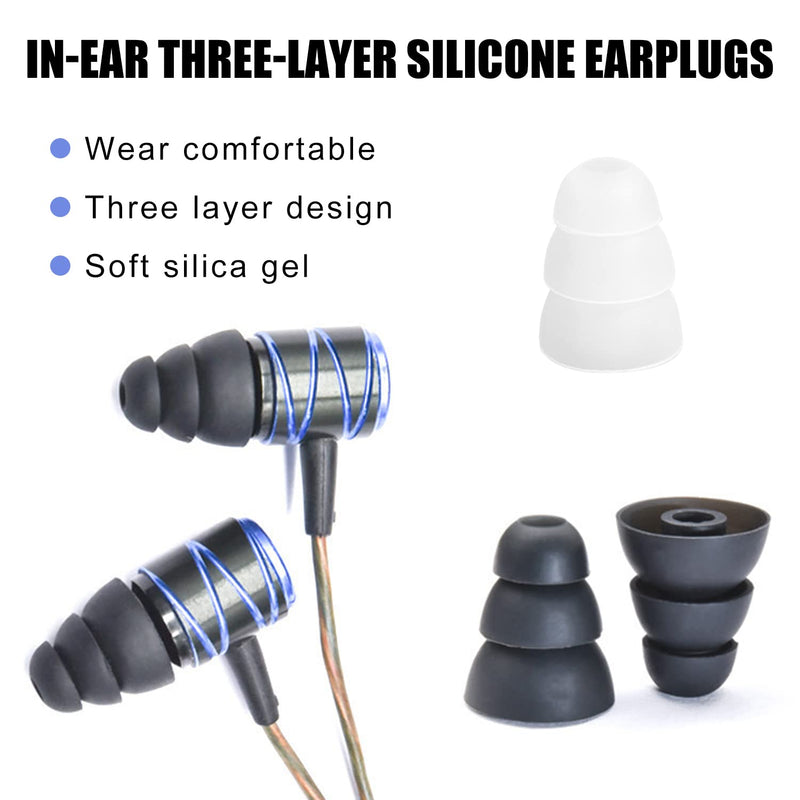 12 Pairs Silicone Earplugs, Three Layers Silicone Sound Insulation Earplugs, Noise Isolation Earplugs, Replacement Plug, Suitable For Most Earphones (3 Sizes, S/M/L) - NewNest Australia
