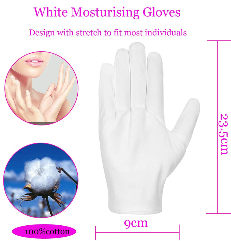 White Cotton Gloves Moisturizing Gloves Soft Elastic Skincare Glove Working Gloves for Women Dry Hands Jewelry Inspection and More, One Size Fits Most (10 Pairs) 10 Pairs - NewNest Australia
