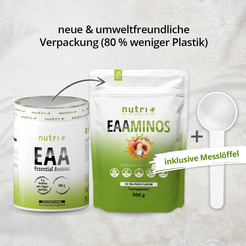 Eaa Powder Vegan 500G Ice-Tea Peach - Highest Dosage - All Essential Amino Acids - Iced Tea Peach Flavor Eaas - Amino Acids - Essential Aminos Powder 500 G (Pack Of 1) - NewNest Australia
