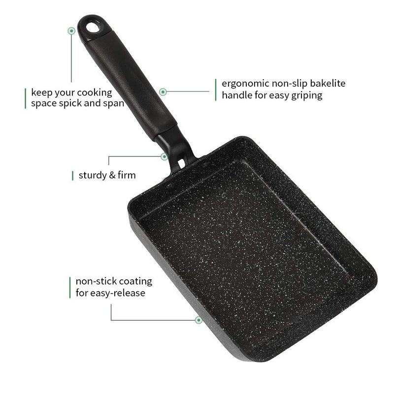 MyLifeUNIT Tamagoyaki Pan, Japanese Omelette Pan Nonstick, Square Egg Pan 7 x 5 inches, Black - NewNest Australia