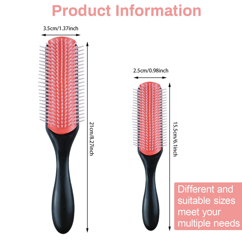2 PCS Hair Brushes for Curly Hair, VEGCOO 9-Row Cushion Brush Nylon Bristle with Anti-Static Rubber Pad, Styling Hairbrush Tools for Blow Drying Hair Styling, Separating, Detangling, Shaping (2 Sizes) 2 Pieces - NewNest Australia