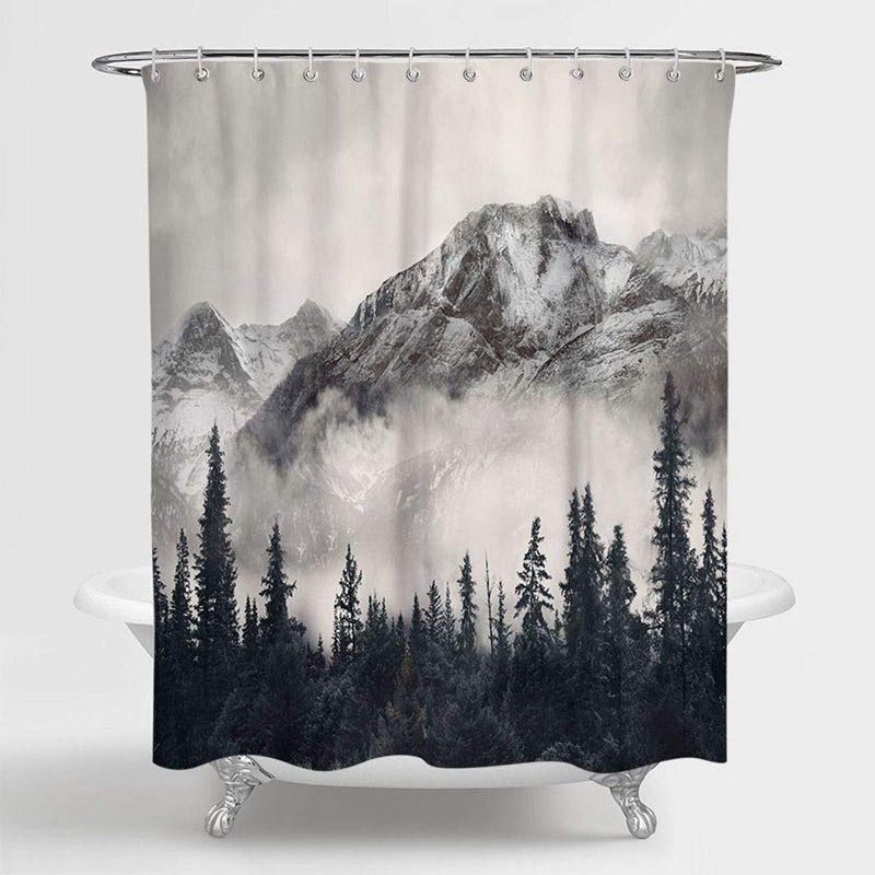 Canadian Smoky Mountain Cliff Outdoor Idyllic Photo Art Shower Curtain No Liner, National Parks Home Decor Curtain, Waterproof Polyester Fabric Bathroom Shower Curtain with Hooks 72" x 72" - NewNest Australia