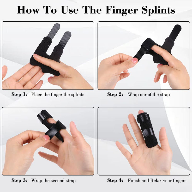 Acwoo Finger Splint, Pack Of 2 Finger Straightener Finger Splint Stabilizer Soft Comfortable Finger Support Finger Bandage For Broken Sprains Arthritis Or Tendinitis (Black) - NewNest Australia