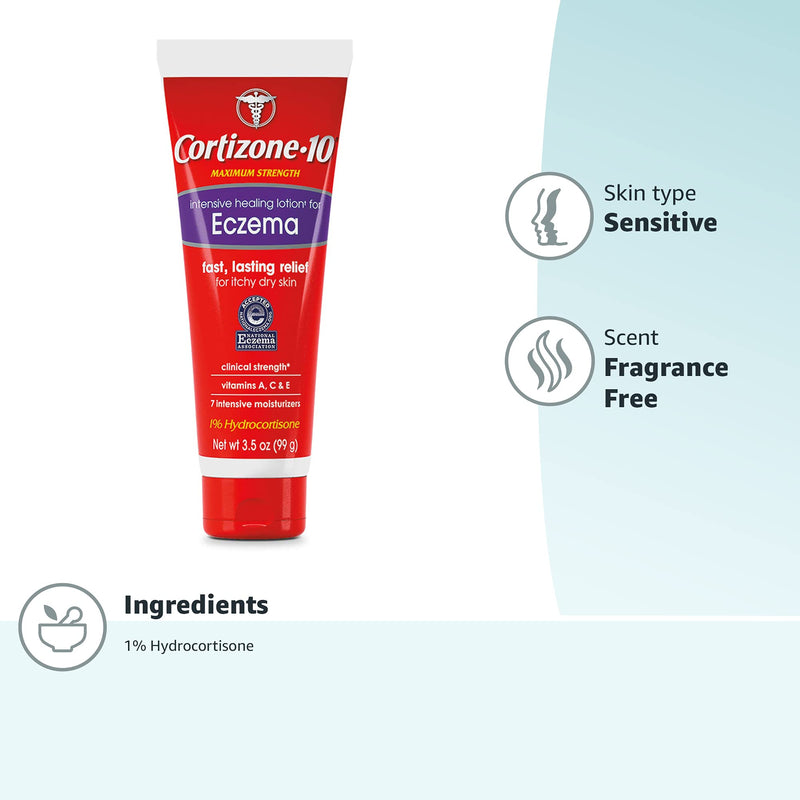 Cortizone 10 Intensive Healing Lotion for Eczema 3.5 oz., Maximum Strength 1% Hydrocortisone With Vitamins A, C & E - NewNest Australia