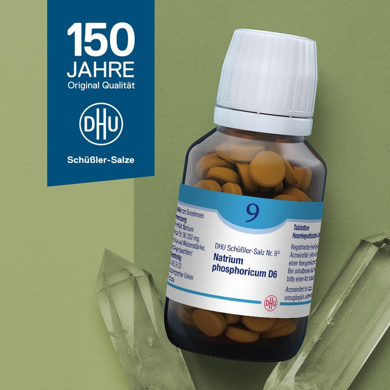 DHU Schüßler Salt No. 9 Natrum phosphoricum D6 - The mineral salt of metabolism - the original - environmentally friendly in a medicine glass, 200 tablets - NewNest Australia
