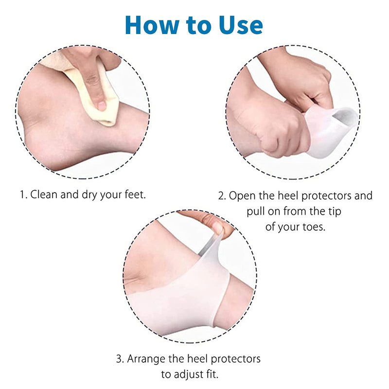FRIUSATE Pack of 4 Silicone Heel Pads Heel Protection Gel Heel Gel Pads Gel Heel Protection for Heel Pain, Dry Cracked Heel (White) - NewNest Australia