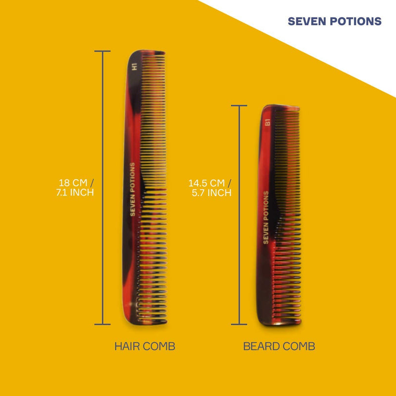 Seven Potions Men's Beard Comb with Fine and Coarse Teeth for Beard, Mustache and Hair (14.5 cm) Beard Comb B1 - NewNest Australia