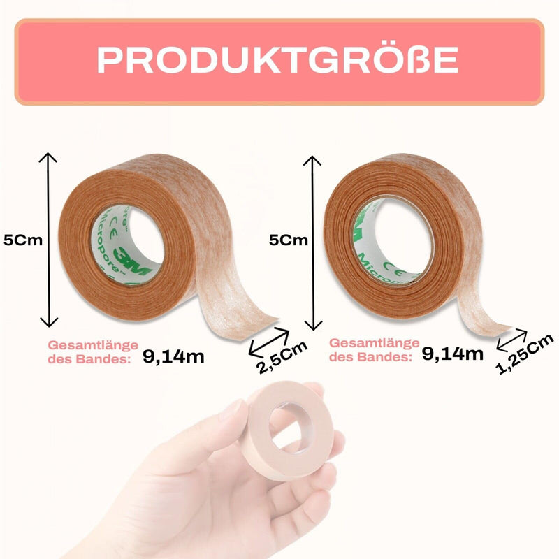 P-Beauty 3M Micropore non-woven plaster | medical tape | Tape, plaster | Hypoallergenic | Skin colors | for eyelash extensions and skin | Breathable, water-repellent (2.5cm x9.14m, 1 roll) 2.5cm - NewNest Australia