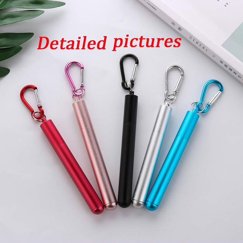 RZJZGZ 2 Pack Telescopic Reusable Straw, Collapsible Stainless Steel Straws, Portable Metal Drinking Straws with Aluminum Key-Ring Case & Cleaning Brush for Travel, Home, Work (Red and Blue) Red and Blue - NewNest Australia