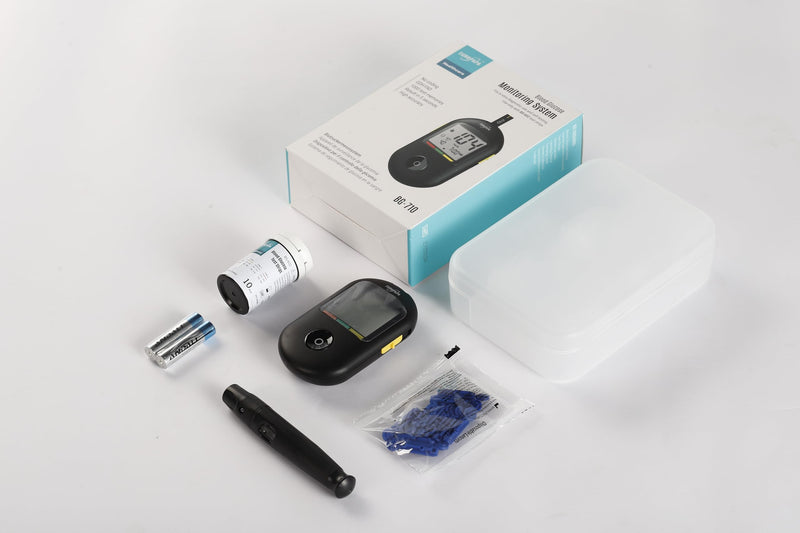 Europapa Blood Glucose Meter With 10 Pieces Of Blood Sugar Test Strips And 10 Pieces Of Blood Lancets And Lancing Device, Blood Sugar Measuring System Diabetes Set Mg/Dl For Blood Sugar Self-Monitoring (Black) Black - NewNest Australia