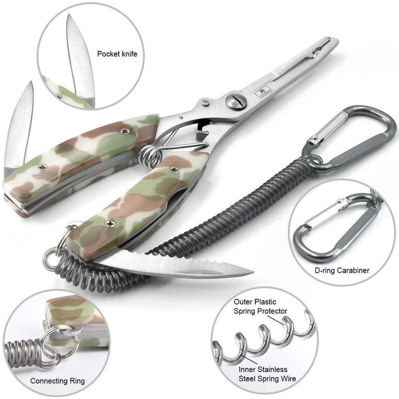 SAWKIT Portable Fishing Pliers,Fish Hook Remover,Stainless Steel Line Cutter Curved Nose Remove Hook Fishing Tackle Tool with Nylon Sheath Fishing Plyers Fishing Gear Set - NewNest Australia