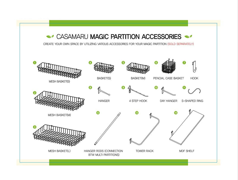 NewNest Australia - Casamaru Magic Partition Steel Hanger with Hook 2PCS for Wire Wall & Panel [Black, Long] Black 