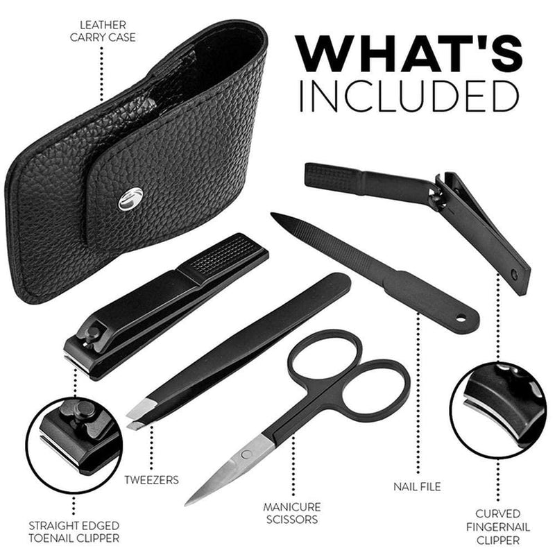 Professional Nail Clipper Set From Nailey For Men And Women Nail Set For Foot Or Fingernails | Nail Care Set In Leather Case | Manicure And Pedicure Set For Men & Women | Nail Cutter | New 2021 Black - NewNest Australia