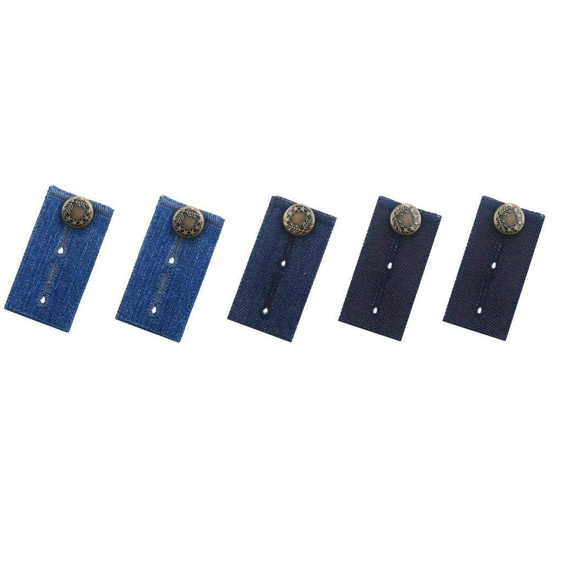 Waistband Extenders by Johnson & Smith | Button Extender for Pants | Denim Material | Pack of 5 Shades | Premium Metal Buttons | 2 Button Holes | Button Extender for Jeans - NewNest Australia