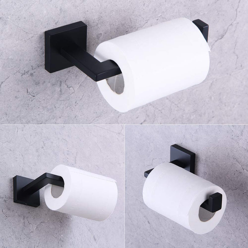 GERZWY Modern Matte Black 3-Piece Bathroom Hardware Set SUS 304 Stainless Steel Toilet Paper Holder and 2X Towel Hook Wall Mounted - NewNest Australia