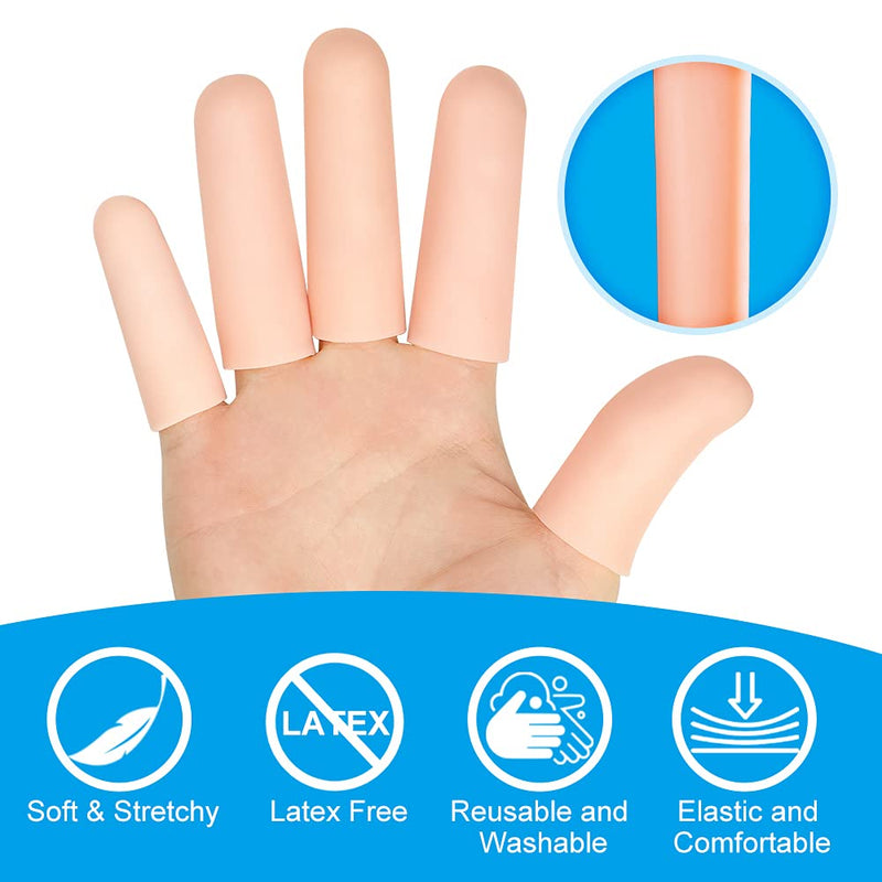 Bukihome 12 Packs Finger Cots, Silicone Finger Protectors, Finger Sleeves Great for Trigger Finger Waterproof Finger Cover Caps Suitable for Women and Men（New Material Gel） Beige2 - NewNest Australia