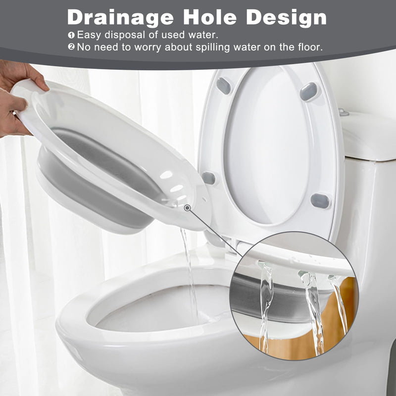 DEANIC Foldable Sitz Bath for Toilet Hemorrhoids Treatment and Post Partum Care, Yoni Steam Bath Seat for Pregnant Women, Bidet Bowl with 1 Towel, Grey Grey+white - NewNest Australia