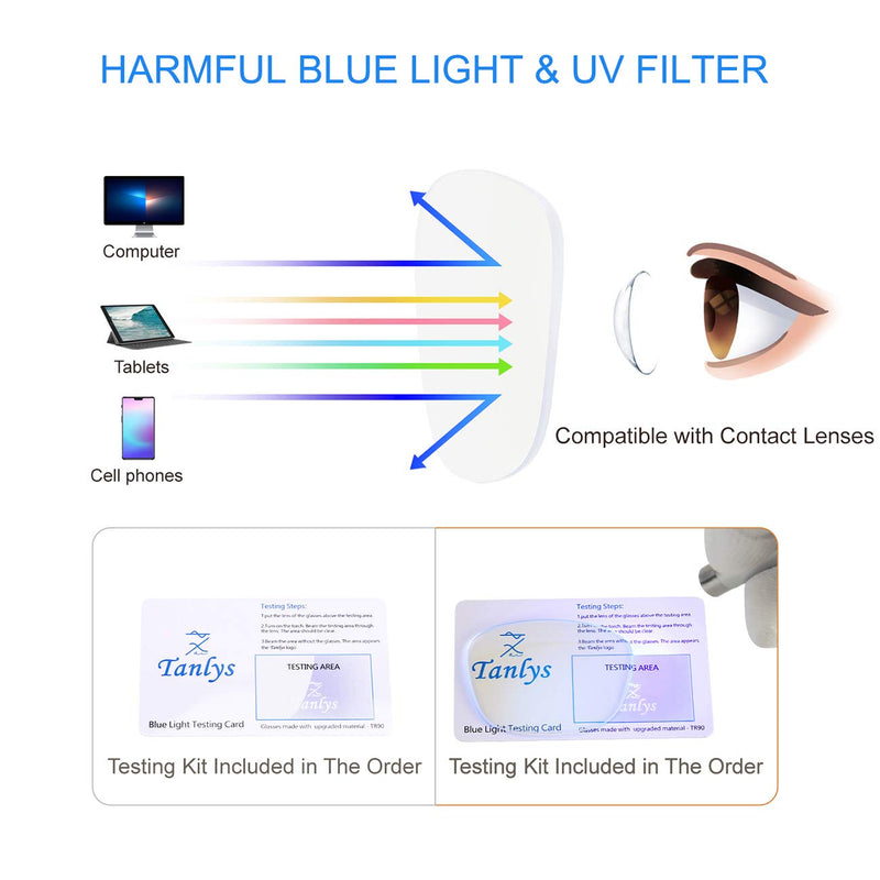Tanlys 2 Pack Blue Light Blocking Glasses for Computer Eye Strain [Dry Eye & Sour Eye], Anti UV Reduce Headache Stylish Gaming Bluelight Blocker Glasses Men Women (Black Clear) 006-black Clear - NewNest Australia