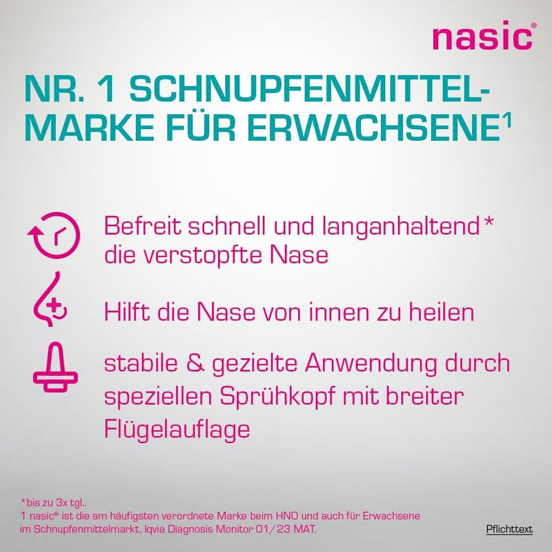 nasic nasal spray with the active plus | Decongestant & wound healing cold spray for adults & school children | With xylometazoline & dexpanthenol | Economy set with 2 x 15 ml - NewNest Australia