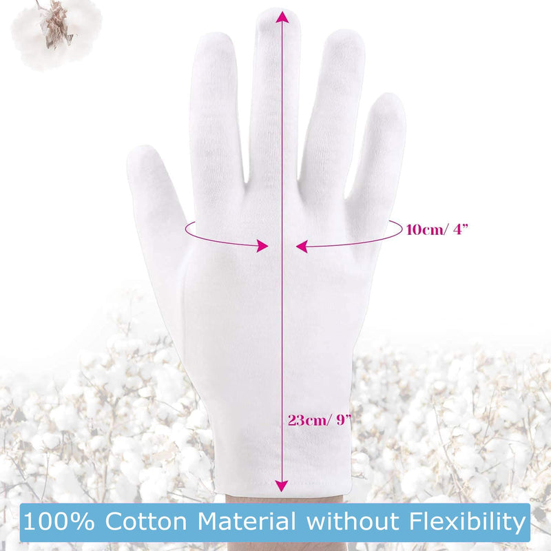 2 Pairs Cotton Moisturizing Gloves Over Night Bedtime White Cotton Cosmetic Inspection Premium Cloth Quality Eczema Dry Sensitive Irritated Skin Spa Therapy Secure Wristband One Size - NewNest Australia