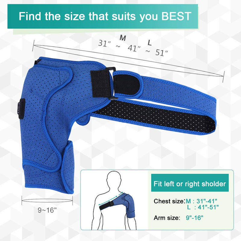 Heated Shoulder Support Brace, Shoulder Heating Pad for Rotator Cuff, Arm Wrap Brace USB Electric, Frozen AC Joint, Dislocation Sprains and tendonitis Muscles Pain Relief (L) - NewNest Australia