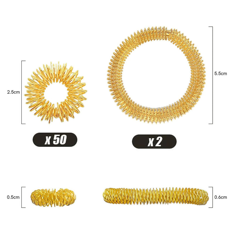 Mis.Moon 50 Pieces Finger Massage Ring And 2 Pieces Massage Bracelets, 8 Colors Spiky Sensory Finger Rings Anti Stress Acupressure Rings, Quiet Stress Reducer And Massager - NewNest Australia