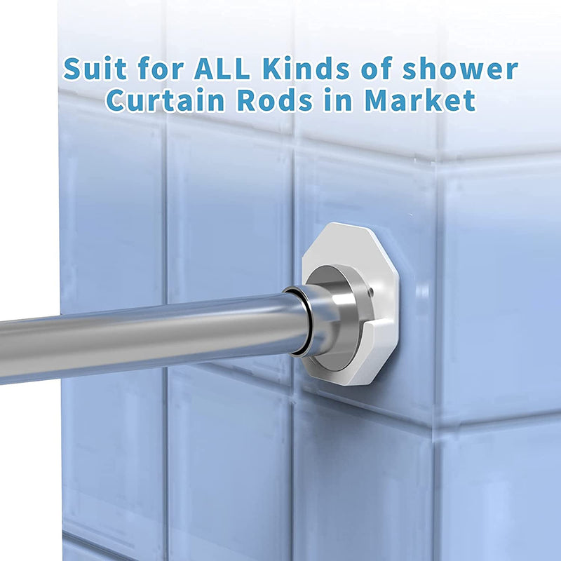 Adhesive Shower Curtain Rod Tension Holder,Shower Rod Holder, Shower Curtain Rod Holder for Wall,Rod Retainer,Shower Rod Mount Retainer | No Drilling | Stick On | 2 Pack(Shower Curtain Rod Not Included) Polygon white - NewNest Australia