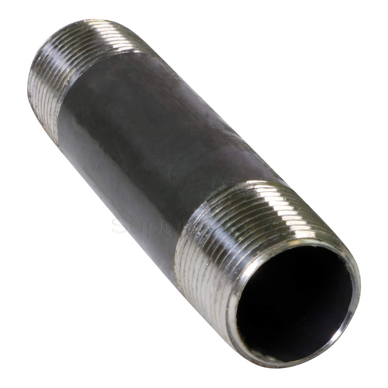 Supply Giant Everflow Supplies NRLB1004 4" Long Black Left/Right Steel Nipple Pipe Fitting with 1" Nominal Size Diameter, OSMC3006 - NewNest Australia