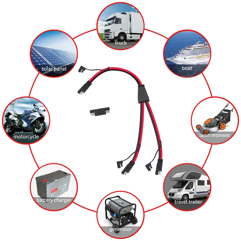 Billion wealth SAE Connector 1 to 1 2 3 4 SAE Connector Extension Cable (10 AWG 1 to 2) 10 AWG 1 to 2 - NewNest Australia