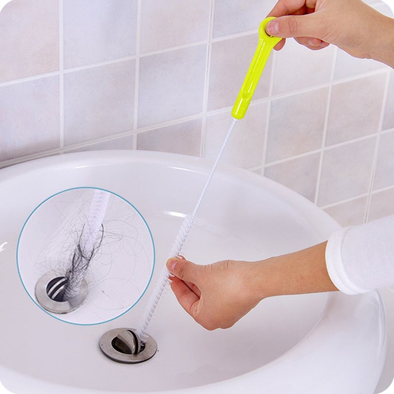 SENHAI 2 Sewer Drain Cleaning Brush, 28 inch (71cm), with 1 Drain Relief Augers, Bendable Sink Overflow Drain Brush for Bathroom Kitchen - NewNest Australia