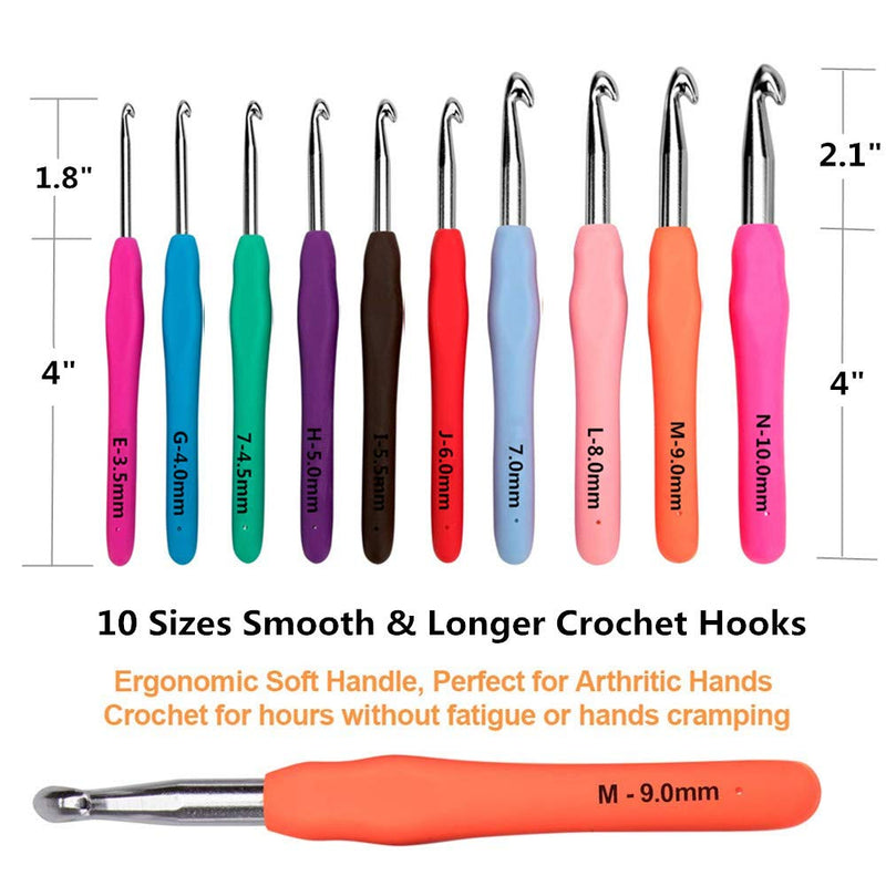 20 Sizes Crochet Hooks Complete Set,0.5mm-10mm Ergonomic Crochet Hooks with Case for Arthritic Hands - NewNest Australia