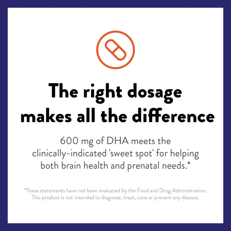 OmegaVia DHA 600 mg - Ultra-Pure DHA Supplements, Omega-3 for Brain & Eyes - Prenatal DHA Omega 3 Nutrient for Prenatal, Pregnant, and Nursing Women - Burpless, IFOS Tested for Mercury - 120 Capsules - NewNest Australia