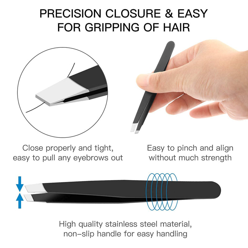 Econtal Tweezers Eyebrow Plucking Set, Straight Oblique Pointed Tweezers, Hair Plucking Tweezers, Splitter Tweezers, Pointed Tweezers, Eyelash Tweezers, With Case - NewNest Australia