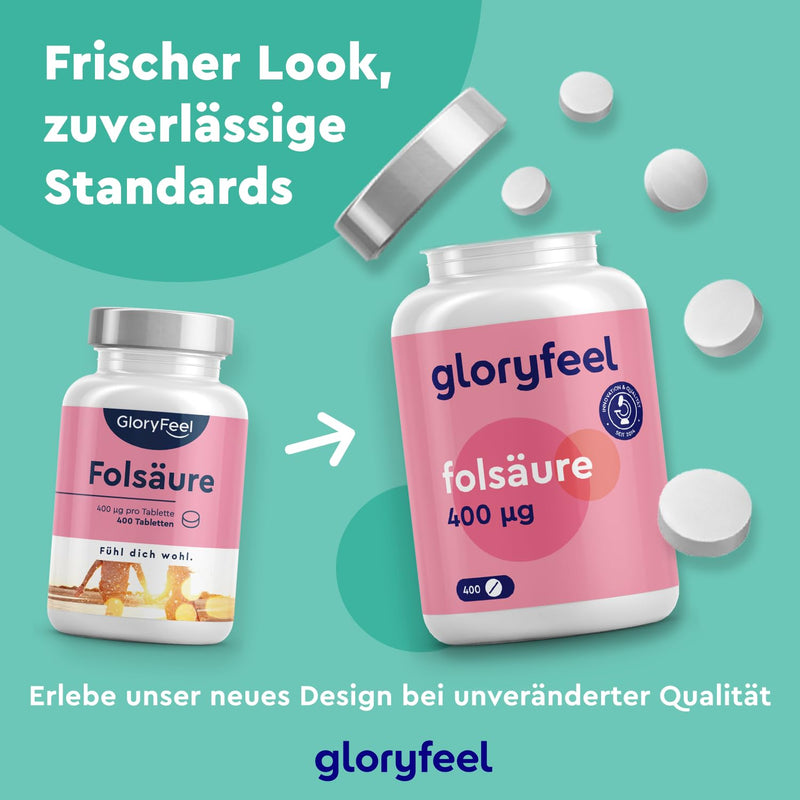 Folic acid - 400 tablets (13 months) - 400µg pure folic acid per tablet - PREGNANCY & IMMUNE SYSTEM* - 100% vegan, laboratory tested and made in Germany without additives - NewNest Australia