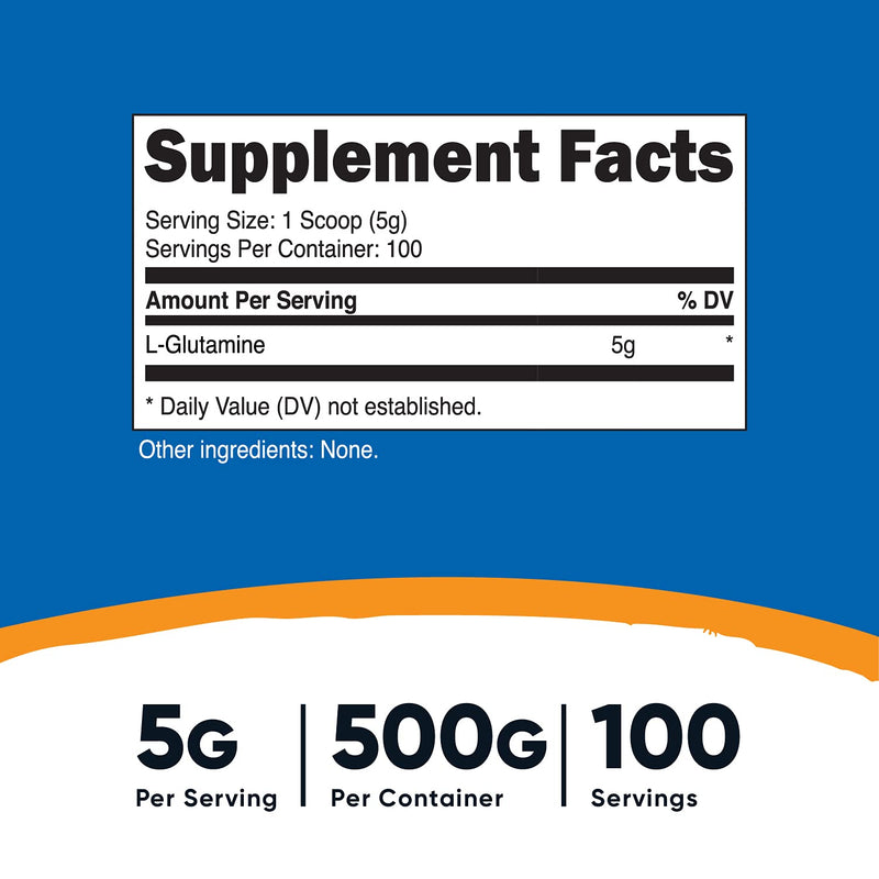 Nutricost L-Glutamine Powder (500 Grams) Unflavored - Gluten Free & Non-GMO - NewNest Australia
