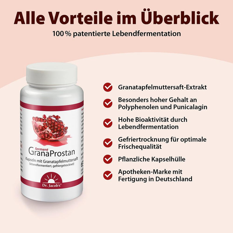 Dr. Jacob's Granaprostan Ferment 100 capsules I high bioavailability I pomegranate mother juice extract, live fermented, freeze-dried - NewNest Australia